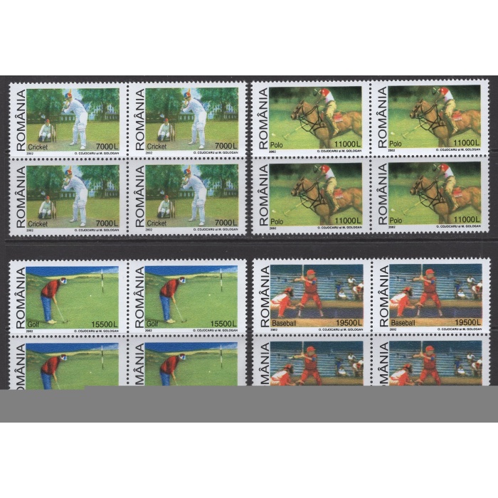 SPOR-2002 ROMANYA-DAMGASIZ MNH 4LÜ BLOK TAM SET