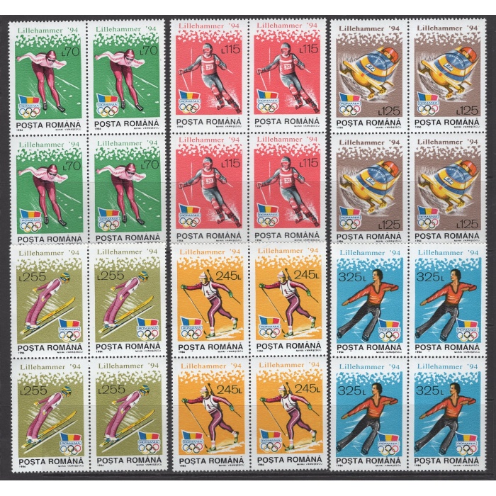 KIŞ OLİMPİYATLARI-1994 ROMANYA-DAMGASIZ MNH 4LÜ BLOK TAM SET