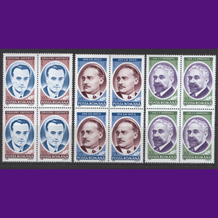 ÜNLÜLER-1992 ROMANYA-DAMGASIZ MNH 4LÜ BLOK TAM SET