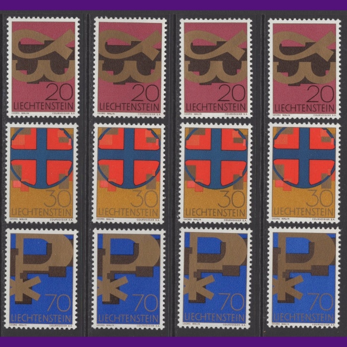 SEMBOLLER-1967 LIECHTENSTEIN-4 ADET DAMGASIZ MNH TAM SET