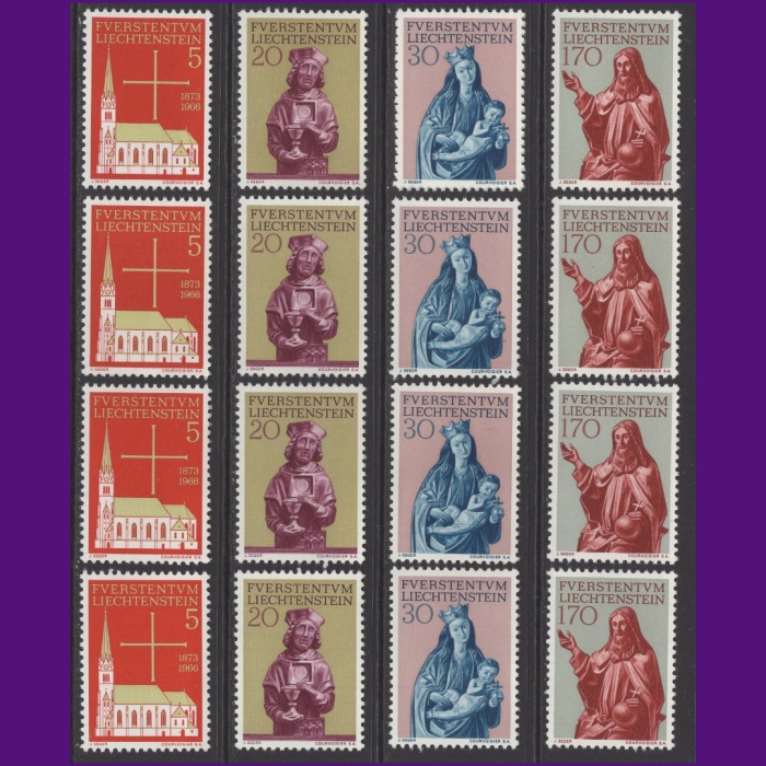 VADUZ KİLİSESİ-1966 LIECHTENSTEIN-4 ADET DAMGASIZ MNH TAM SET