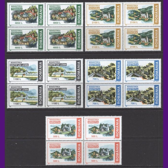 MİMARİ-1999 ROMANYA-DAMGASIZ MNH 4LÜ BLOK TAM SET