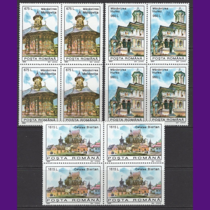 MİMARİ-1995 ROMANYA-DAMGASIZ MNH 4LÜ BLOK TAM SET