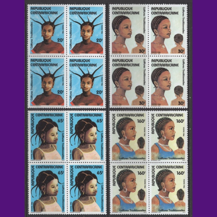 SAÇ SANATI-1986 ORTA AFRİKA-DAMGASIZ MNH 4LÜ BLOK TAM SET