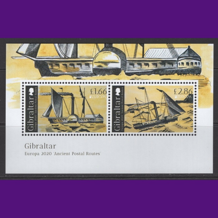 GEMİLER-AVRUPA CEPT-2020 GIBRALTAR-DAMGASIZ MNH BLOK-NOMİNAL: £ 4.50