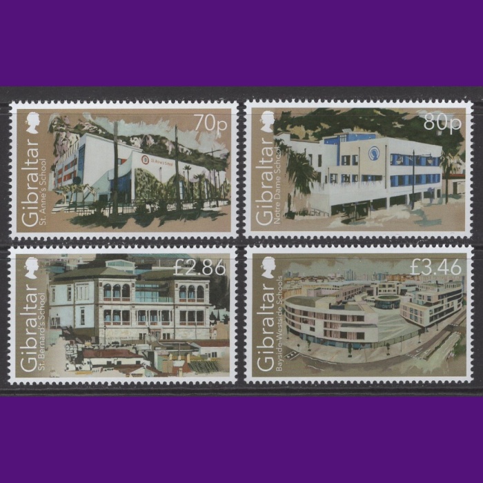 MİMARİ-OKUL BİNALARI-2020 GIBRALTAR-DAMGASIZ MNH TAM SET-NOMİNAL £7.80