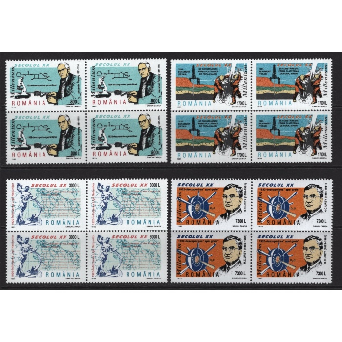 ÜNLÜLER-1999 ROMANYA-DAMGASIZ MNH 4LÜ BLOK TAM SET