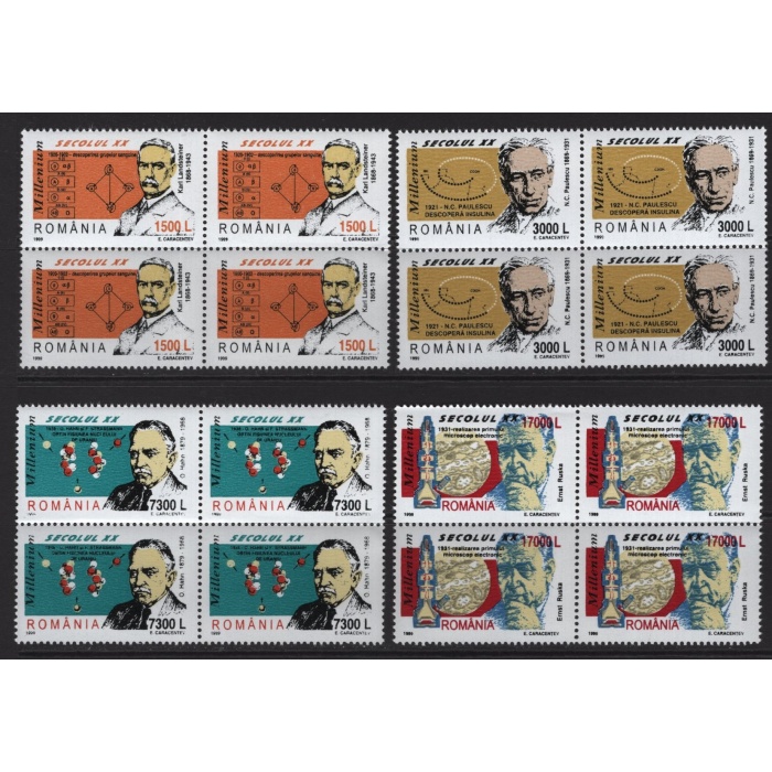 ÜNLÜLER-1999 ROMANYA-DAMGASIZ MNH 4LÜ BLOK TAM SET