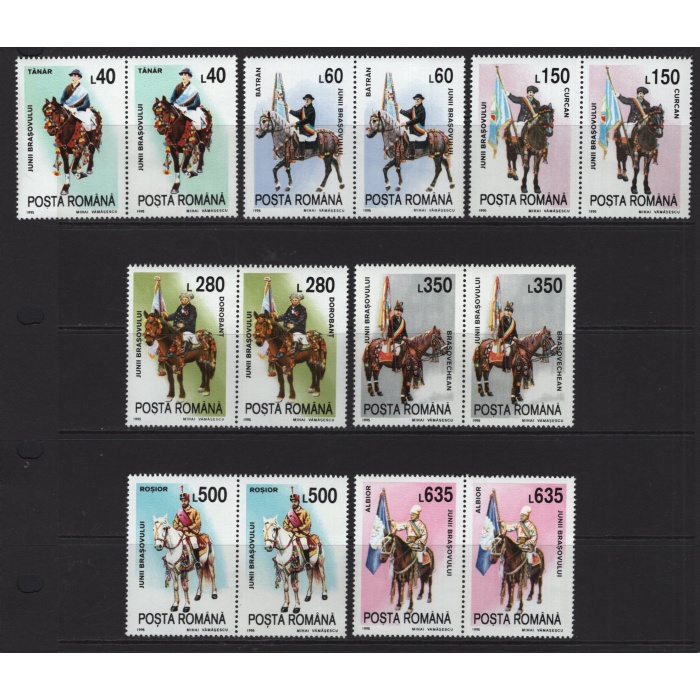 ASKERİ ÜNİFORMALAR-ATLAR-1995 ROMANYA-DAMGASIZ MNH PER TAM SET