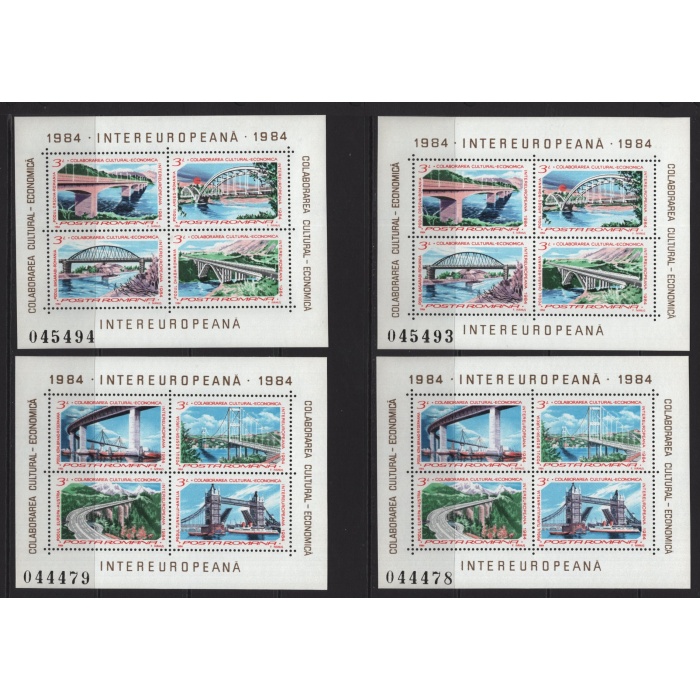 KÖPRÜLER-MİMARİ-1984 ROMANYA-2 x 2 ADET DAMGASIZ MNH BLOK