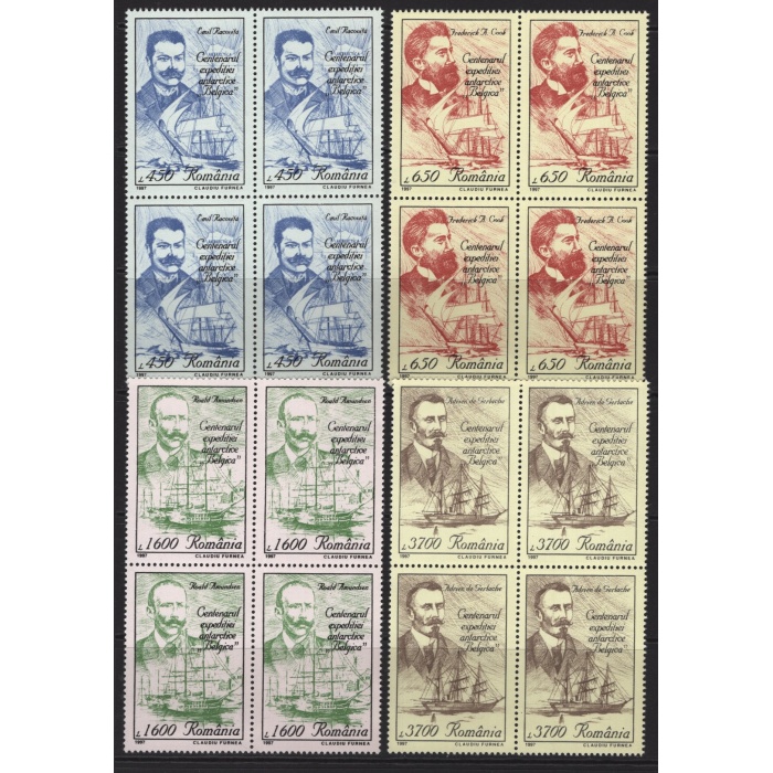 GEMİLER-ÜNLÜLER-1997 ROMANYA-DAMGASIZ MNH 4LÜ BLOK TAM SET