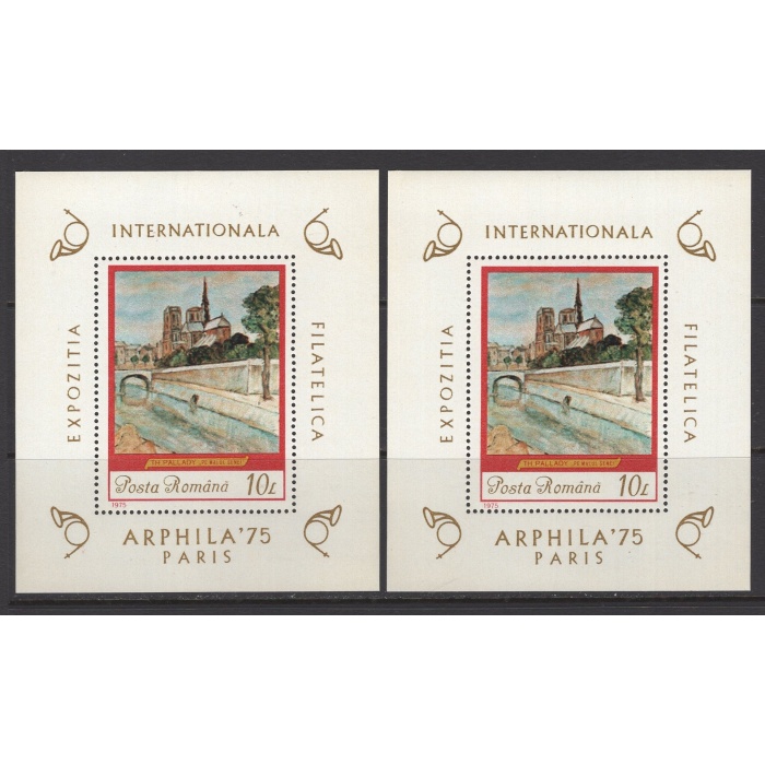 TABLOLAR-1975 ROMANYA-2 ADET DAMGASIZ MNH BLOK