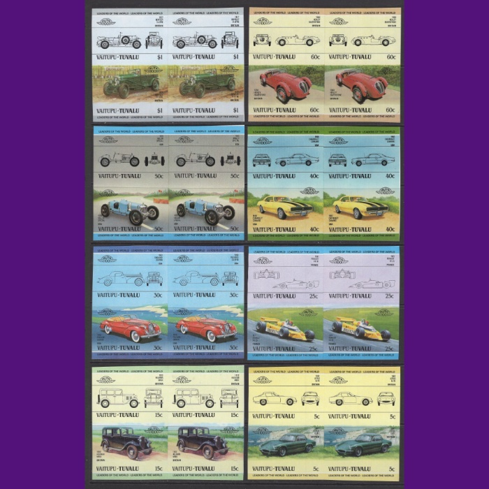 KLASİK OTOMOBİLLER-1984 TUVALU-DAMGASIZ MNH PER TAM SET-DANTELSİZ