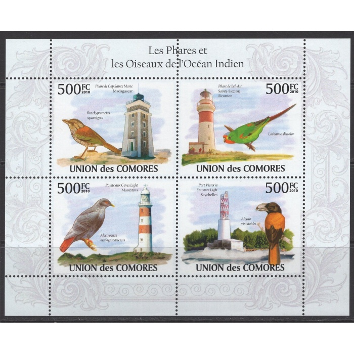 KUŞLAR-DENİZ FENERLERİ-2010 COMORES-DAMGASIZ MNH BLOK