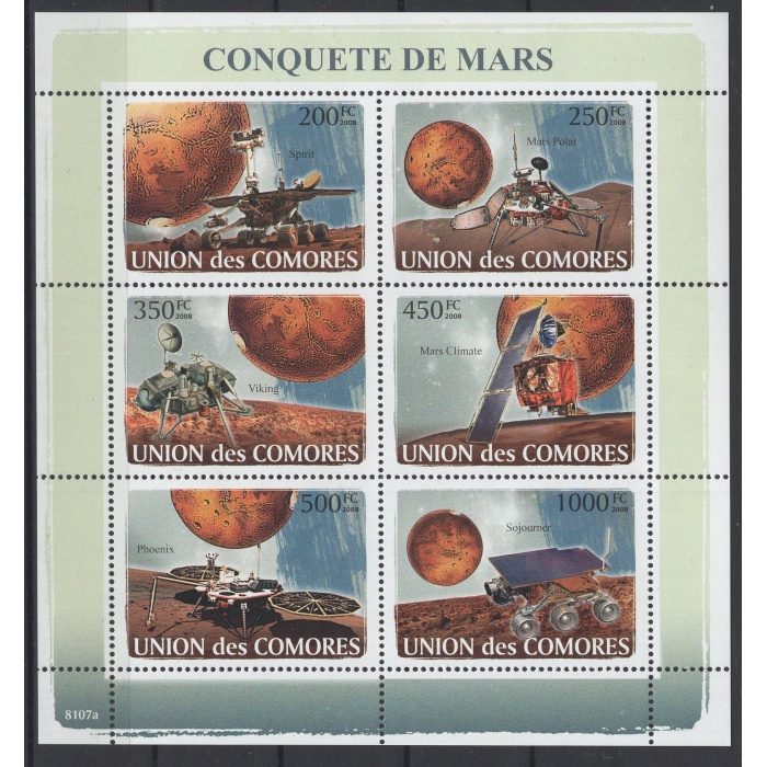 UZAY-MARS-2008 COMORES-DAMGASIZ MNH BLOK