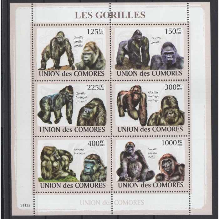 GORİLLER-2009 COMORES-DAMGASIZ MNH BLOK