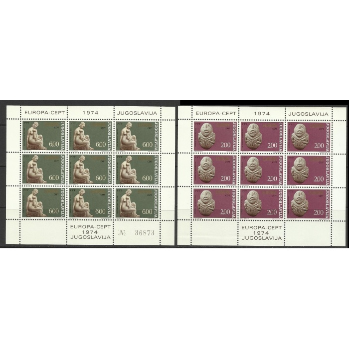 AVRUPA CEPT-1974 YUGOSLAVYA-DAMGASIZ MNH TABAKA TAM SET