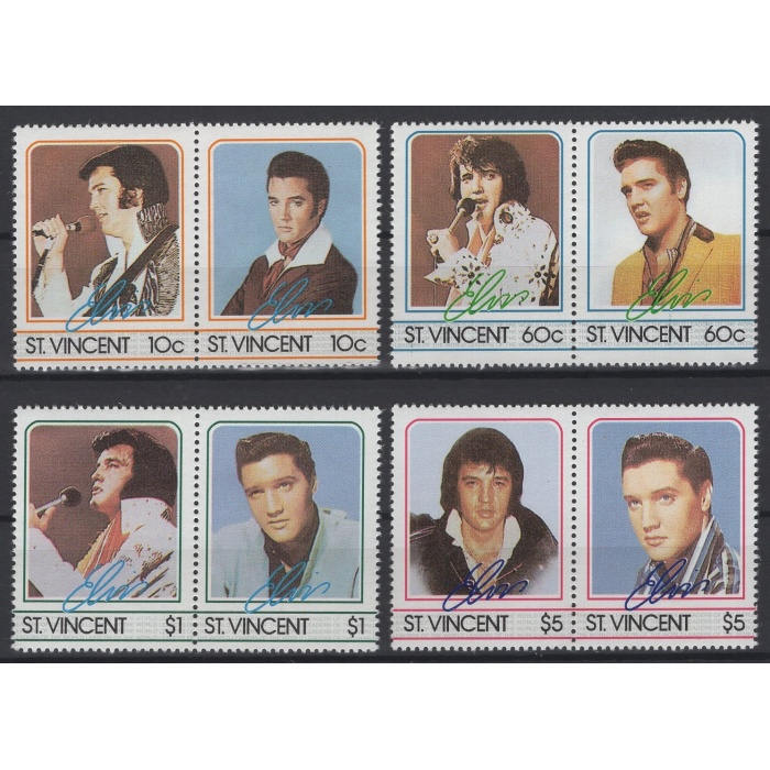 ELVIS PRESLEY-1985 ST. VINCENT-DAMGASIZ MNH PER TAM SET