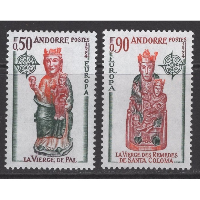 AVRUPA CEPT-1974 FRANSIZ ANDORRA-DAMGASIZ MNH TAM SET-MICHEL KD: 25 EURO