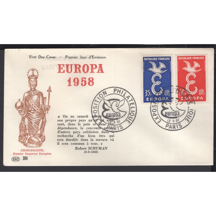 AVRUPA CEPT-1958 FRANSA-İLK GÜN ZARFI/ FDC