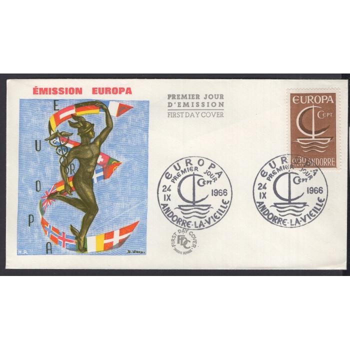 AVRUPA CEPT-1966 ANDORRA-İLK GÜN ZARFI/ FDC