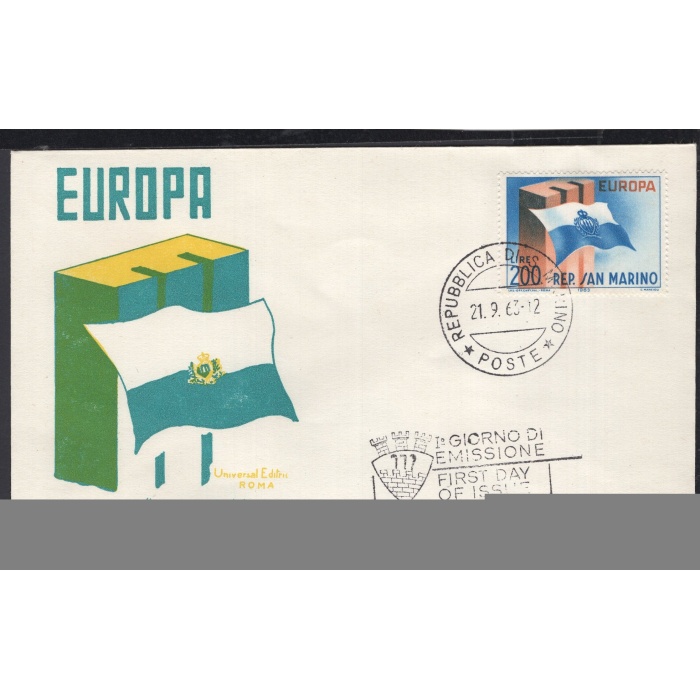 AVRUPA CEPT-1963 SAN MARINO-İLK GÜN ZARFI/ FDC