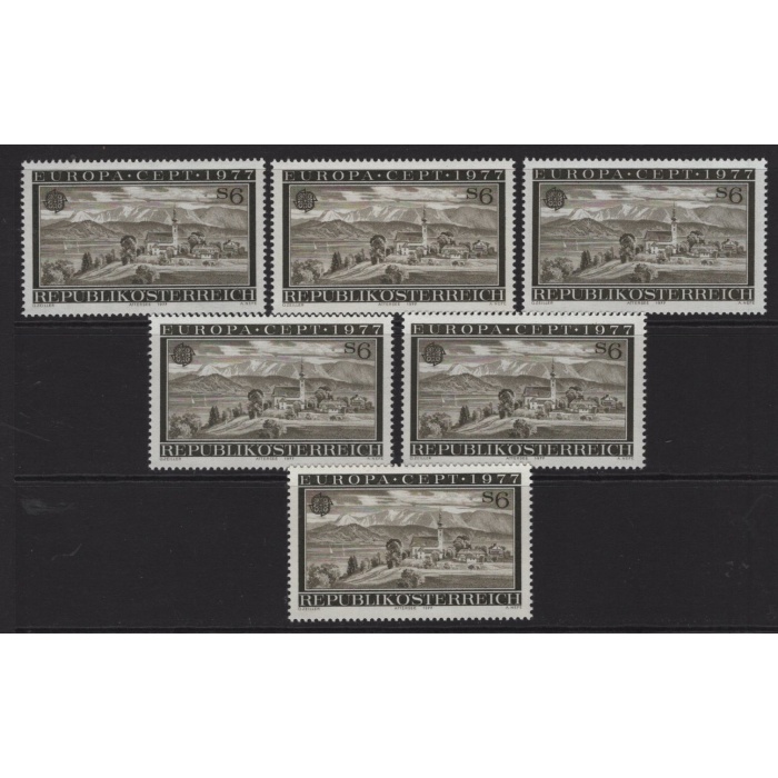 TURİZM-DOĞA-AVRUPA CEPT-1977 AVUSTURYA-6 ADET DAMGASIZ MNH TAM SET-MICHEL KD: 12 EURO