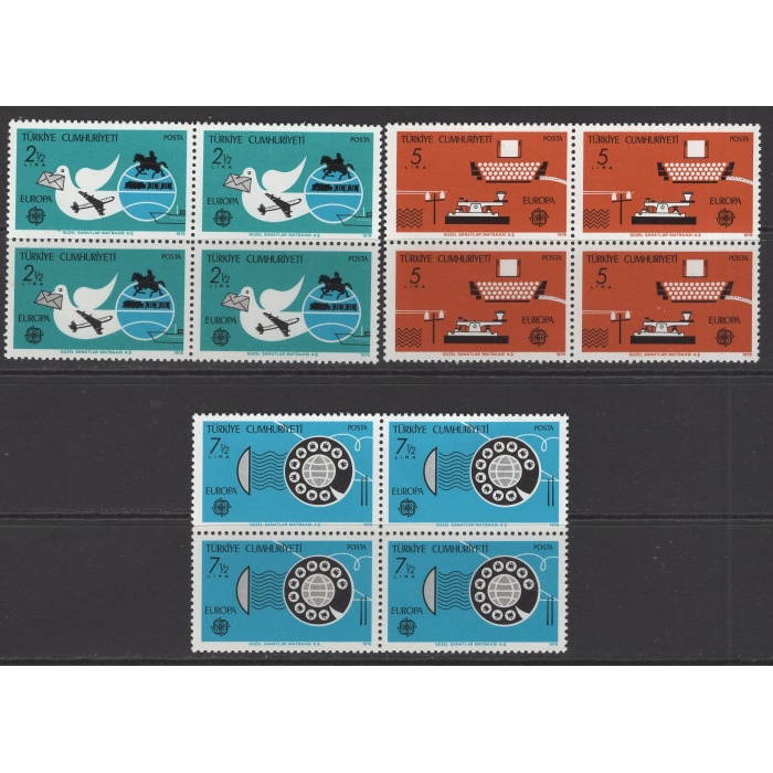 AVRUPA CEPT-1979 TÜRKİYE-DAMGASIZ MNH 4LÜ BLOK TAM SET-MICHEL KD: 44 EURO