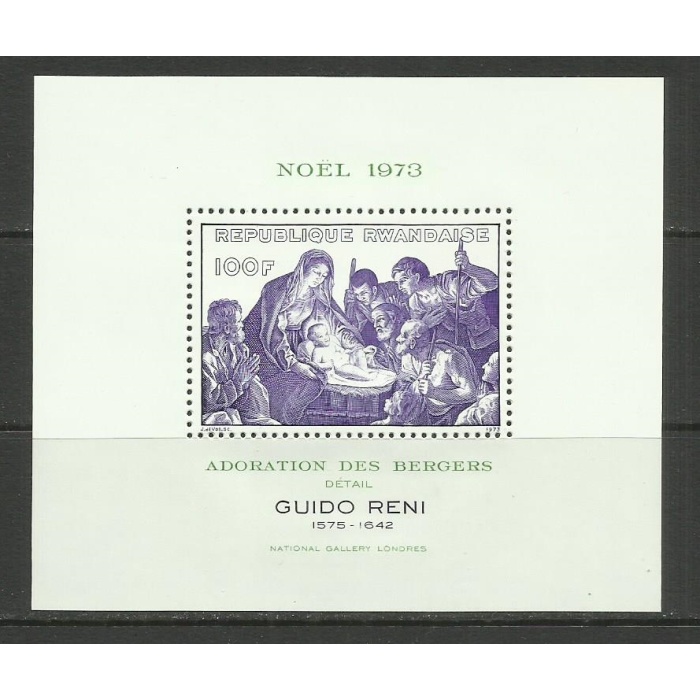 TABLOLAR-NOEL-1973 RWANDA-DAMGASIZ MNH BLOK