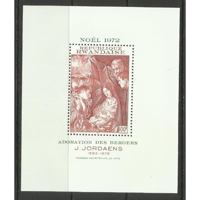 TABLOLAR-NOEL-1972 RWANDA-DAMGASIZ MNH BLOK