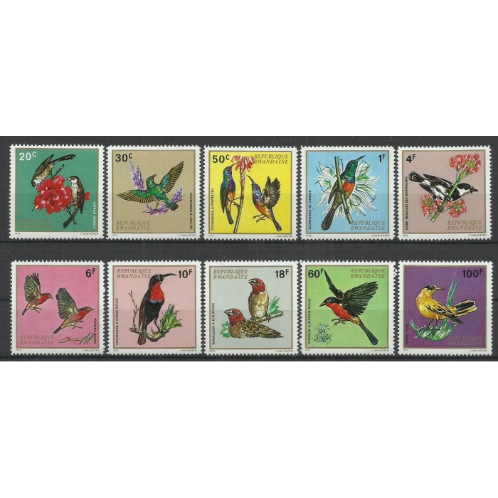 KUŞLAR-1972 RWANDA-DAMGASIZ MNH TAM SET