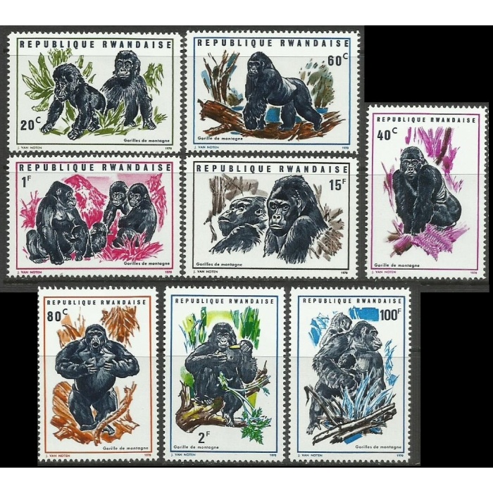 GORİLLER-1970 RWANDA-DAMGASIZ MNH TAM SET