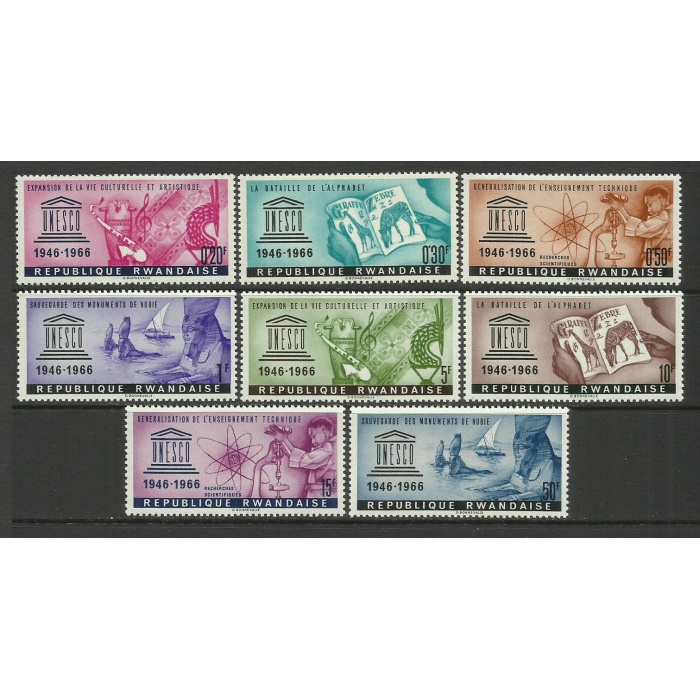 UNESCO-1966 RWANDA-DAMGASIZ MNH TAM SET