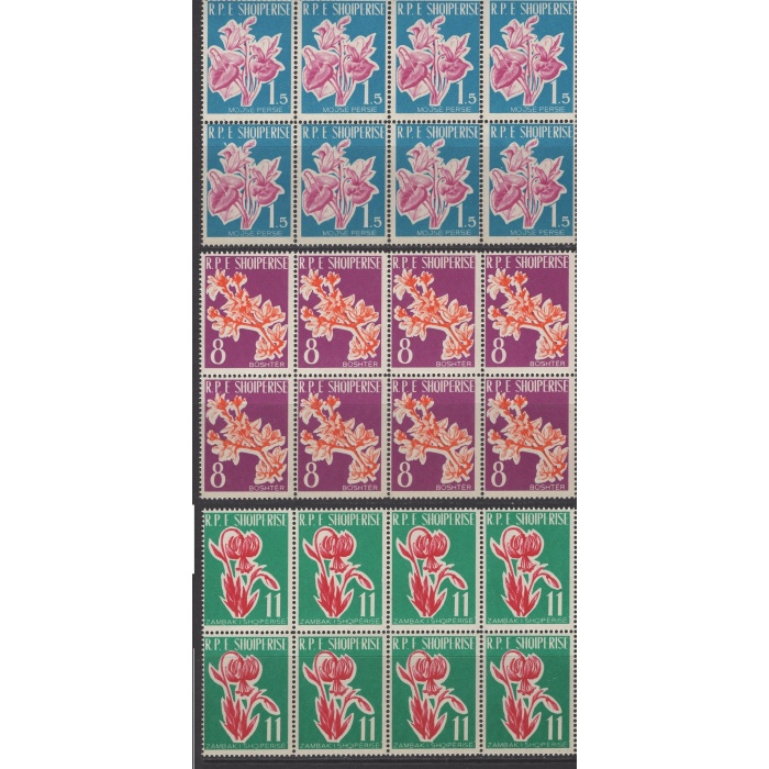 ÇİÇEKLER-1961 ARNAVUTLUK-DAMGASIZ MNH 8Lİ BLOK TAM SET-MICHEL KD: 150 EURO