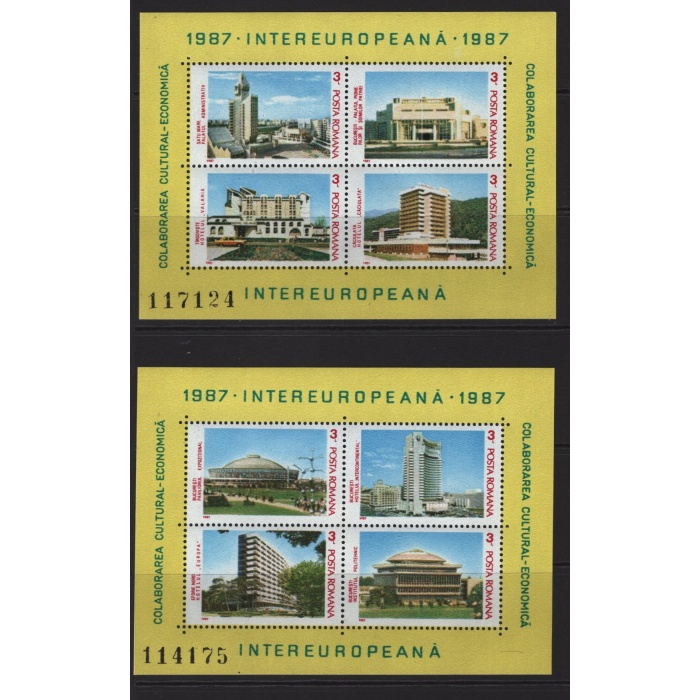 MİMARİ-AVRUPA GÜVENLİK KONFERANSI-1987 ROMANYA-2 ADET DAMGASIZ MNH BLOK