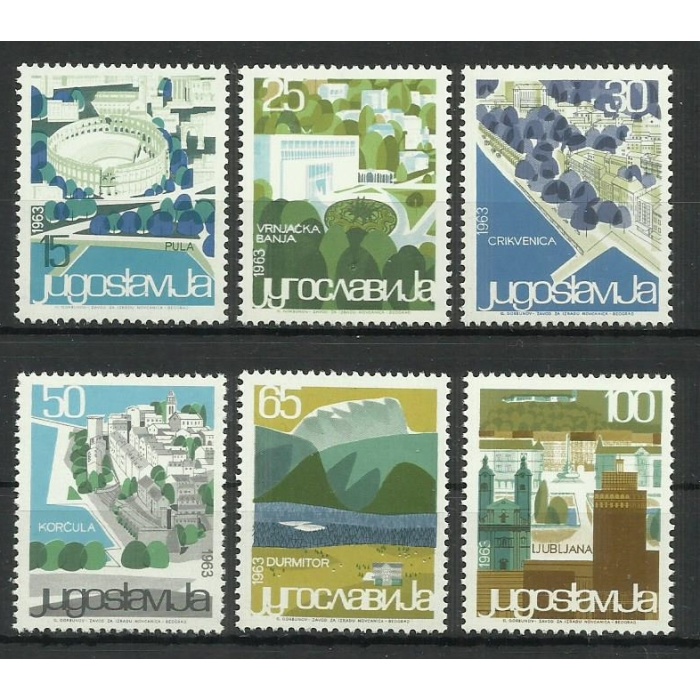 MİMARİ-1963 YUGOSLAVYA-DAMGASIZ MNH TAM SET