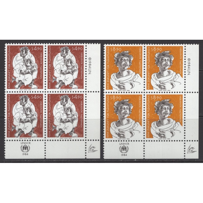 MÜLTECİLER-1984 BİRLEŞMİŞ MİLLETLER/ VİYANA-DAMGASIZ MNH 4LÜ BLOK TAM SET