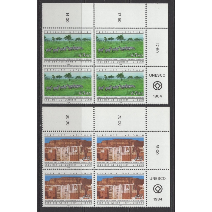 KÜLTÜREL VE DOĞAL MİRAS-1984 BİRLEŞMİŞ MİLLETLER/ VİYANA-DAMGASIZ MNH 4LÜ BLOK TAM SET