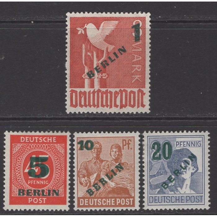 SÜRŞARJLI SÜREKLİ SERİ-1949 BERLİN-DAMGASIZ MH TAM SET (ŞARNİYER İZLİ)-MNH İÇİN MICHEL KD: 250 EURO