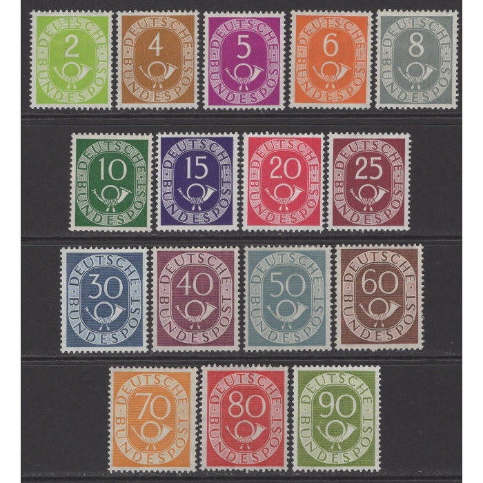 POSTA BOROZANI SÜREKLİ SERİ-1951 ALMANYA-DAMGASIZ MH TAM SET (ŞARNİYER İZLİ)-MNH İÇİN MICHEL KD: 2200 EURO