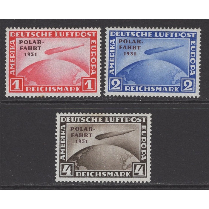 ZEPLİNLER-KUTUP YOLCULUĞU-1931 REICH-DAMGASIZ MH TAM SET (ŞARNİYER İZLİ)-MICHEL KD: MNH İÇİN 4300 EURO