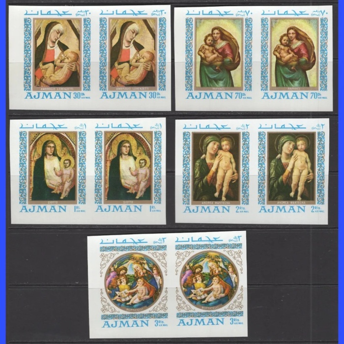 MERYEM ANA TEMALI TABLOLAR-1968 AJMAN-DAMGASIZ MNH TAM SET