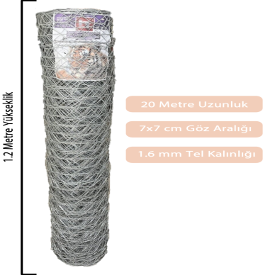 1,2x20 Metre Bahçe Tel Örgü Bahçe Çiti Bahçe Teli Çevirme Teli 1.6 mm Kalınlığında