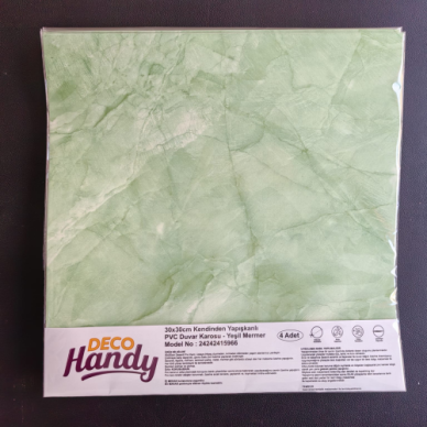 Decohandy 30x30 Cm Pvc Duvar Karosu 4Lü Paket - Yeşil Mermer