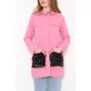 Pullu Gabardin Ceket Pembe