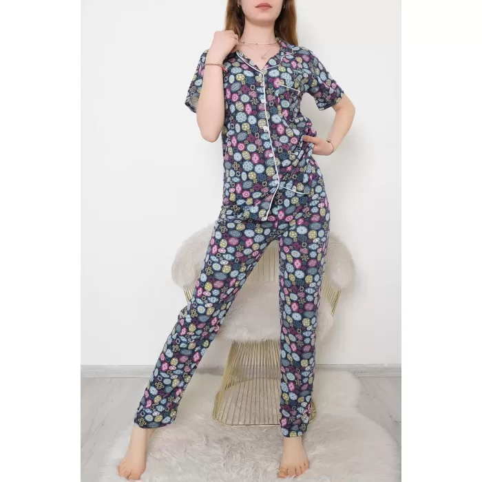 Düğmeli Pijama Takımı Laciyeşil