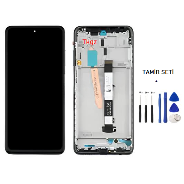 Tkgz - Xiaomi POCO X3 PRO Lcd Ekran Dokunmatik -A- Kalite ÇITALI SİYAH + TAMİR SETİ