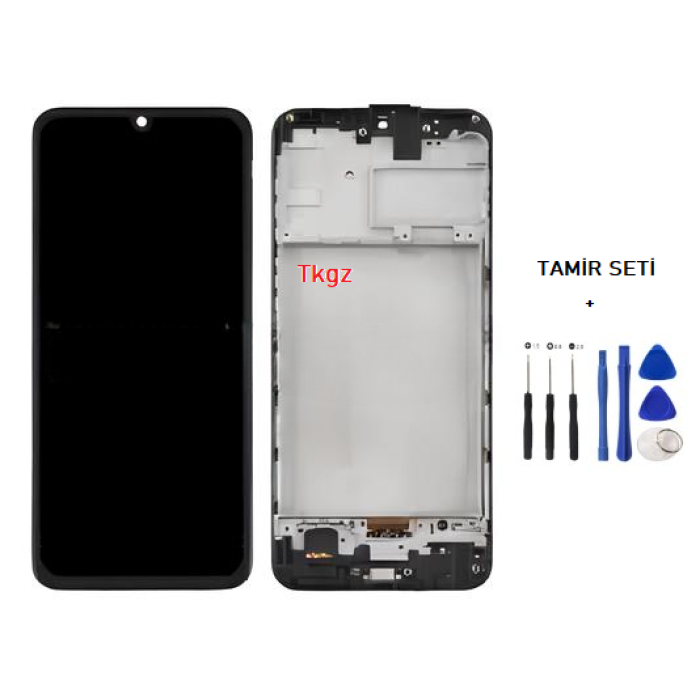 Tkgz - Samsung Galaxy M21 - SM-M215 Uyumlu Lcd Ekran Dokunmatik Orijinal ÇITALI + TAMİR SETİ