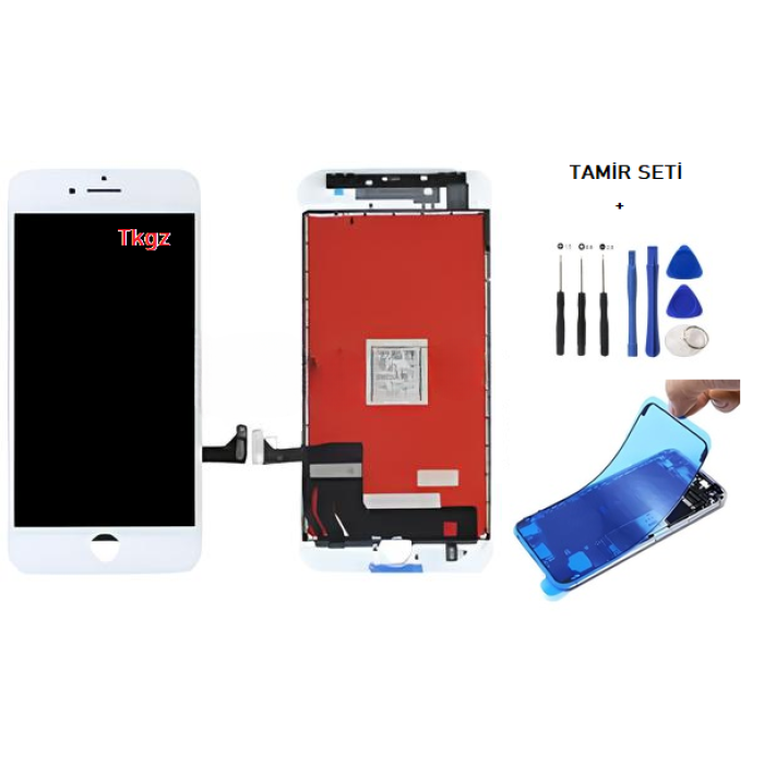 iPhone 8 Uyumlu Lcd Ekran Dokunmatik A+A KALİTE + TAMİR SETİ + TOZ BANTI  BEYAZ