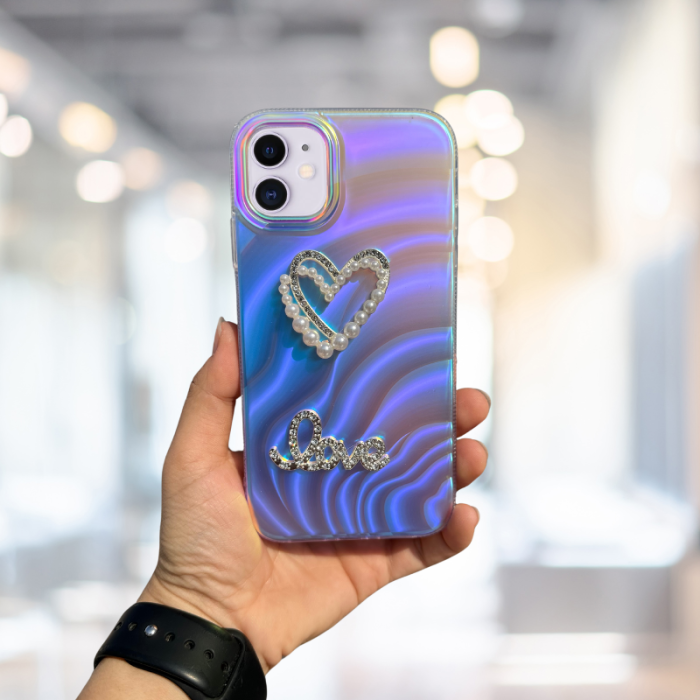 IPHONE 11    HOLOGRAMLI TAŞLI LOVE KILIF